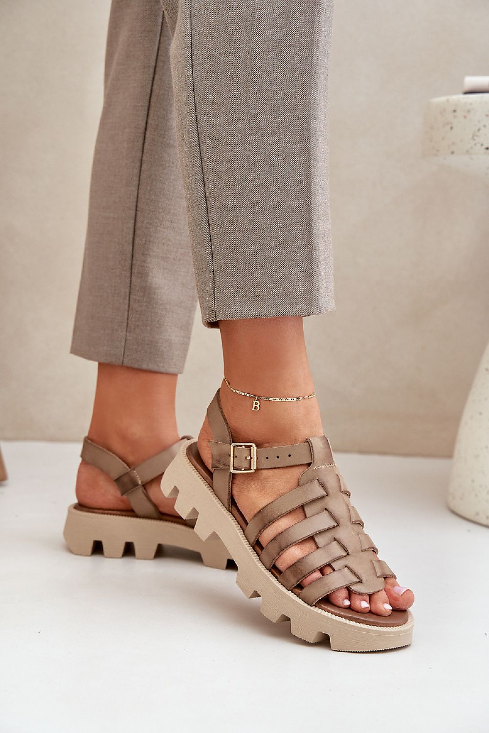 Rovenne Studded Platform Leather Sandals