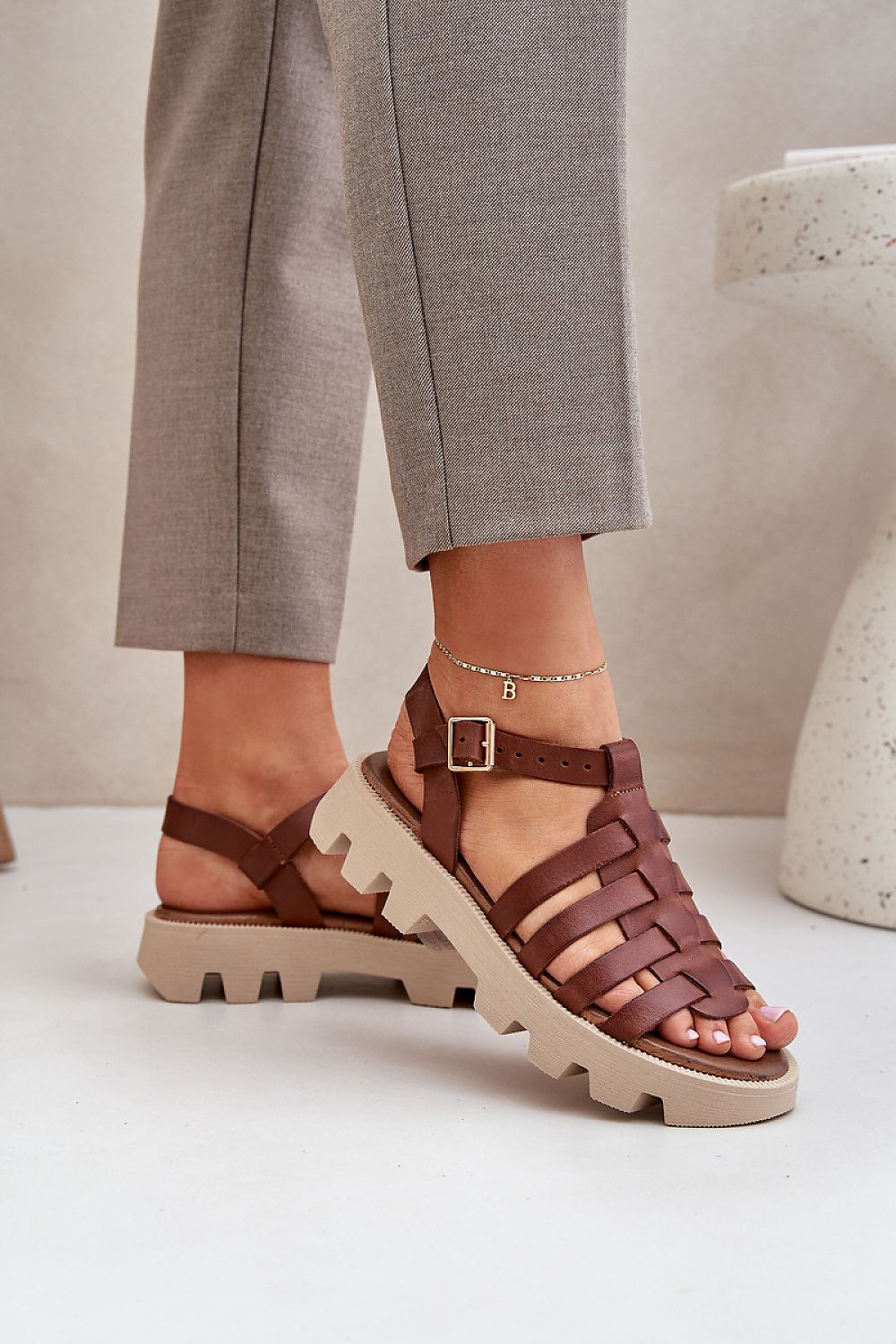 Rovenne Studded Platform Leather Sandals