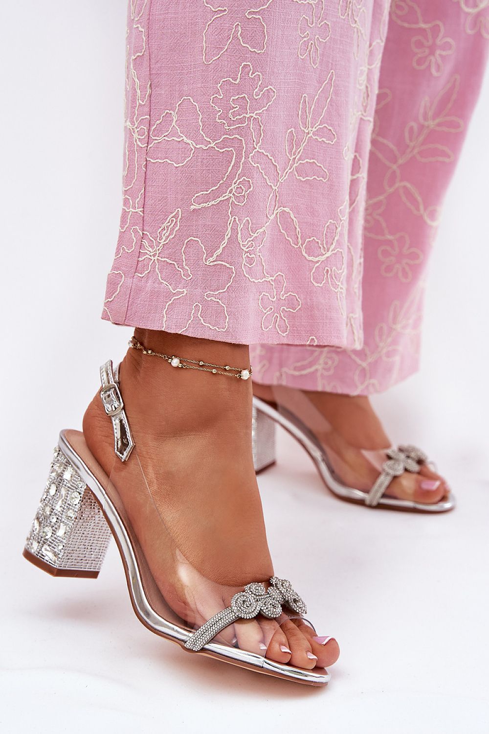 Veluretta Clear Crystal Strap Sandals