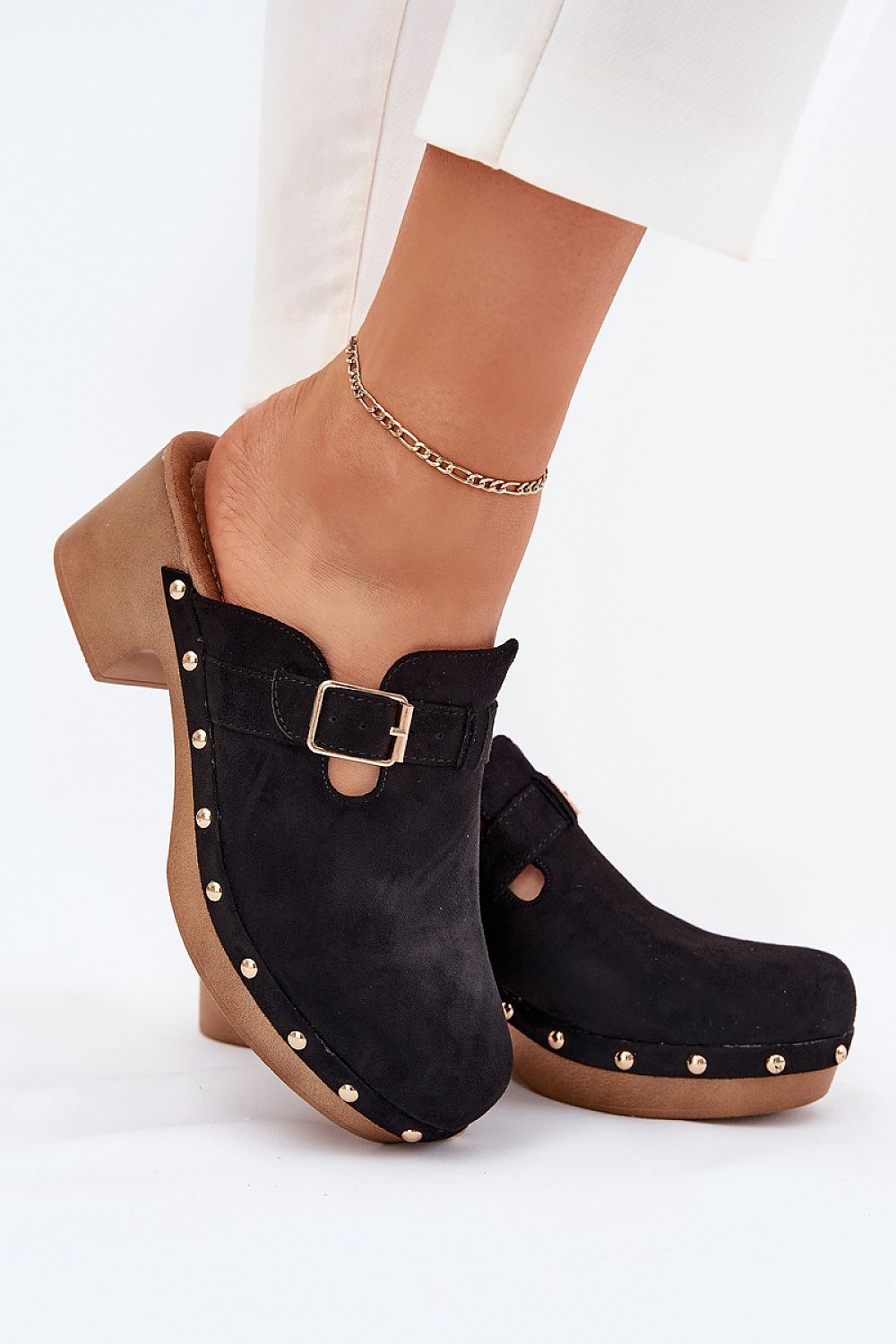 Arvalyn Studded Buckle-Heel Clogs