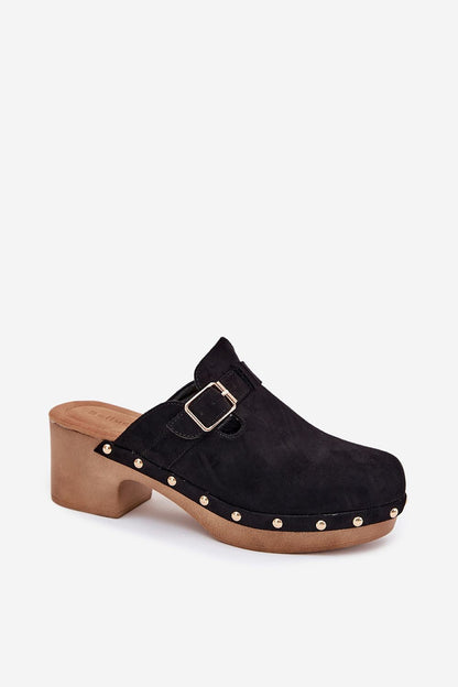 Arvalyn Studded Buckle-Heel Clogs