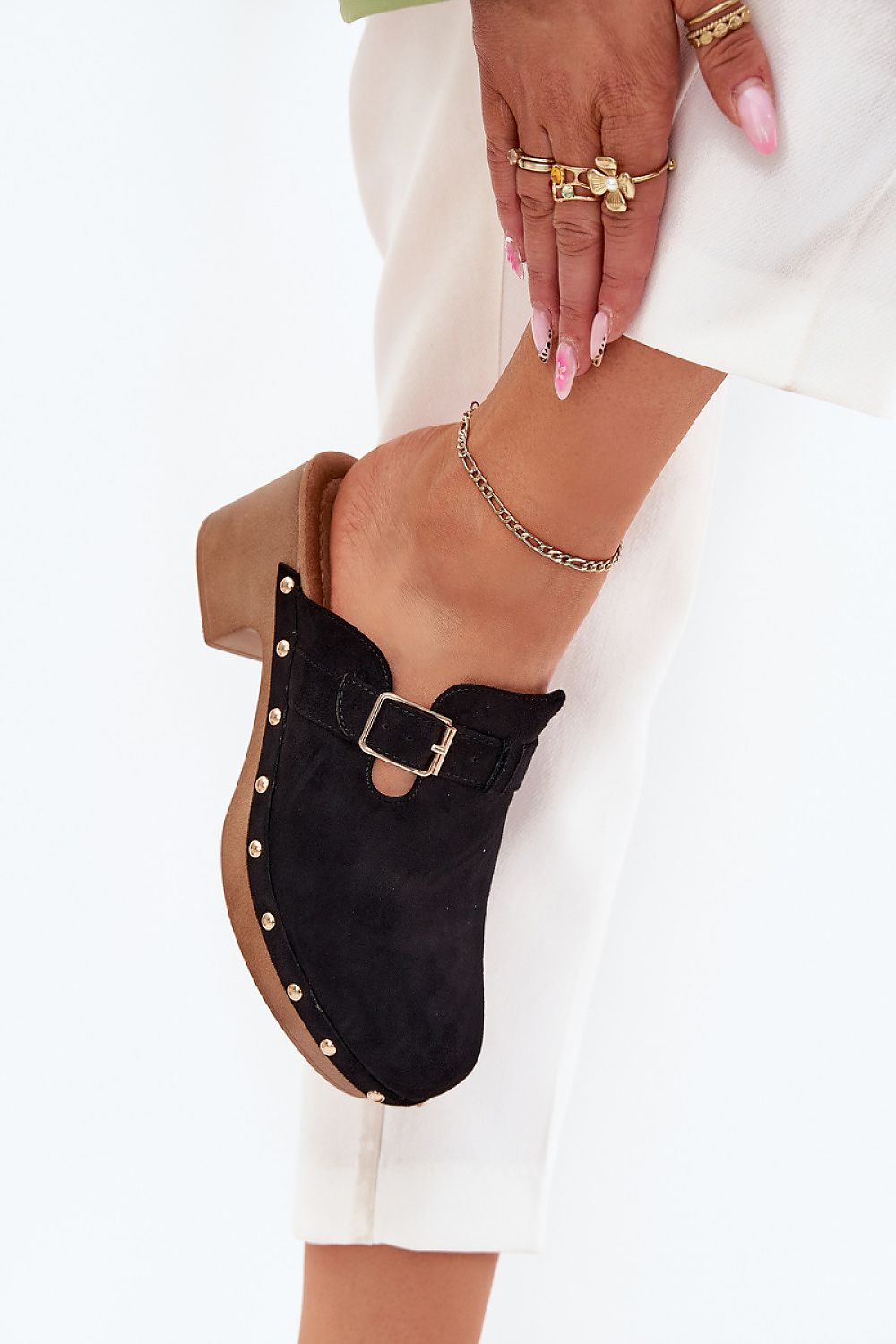 Arvalyn Studded Buckle-Heel Clogs