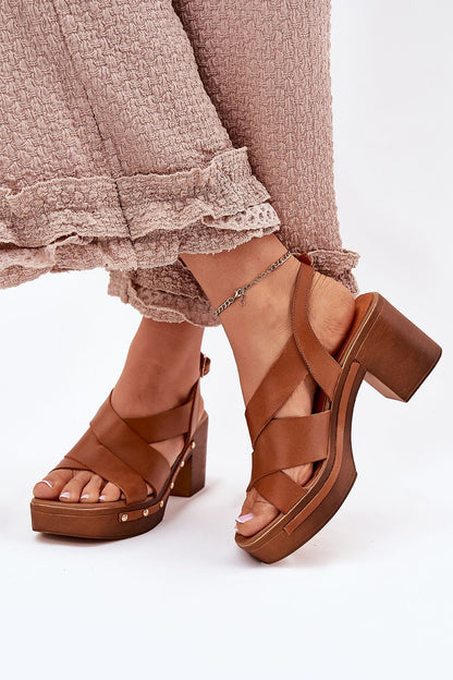Ormeline Natural Leather Heel Sandals