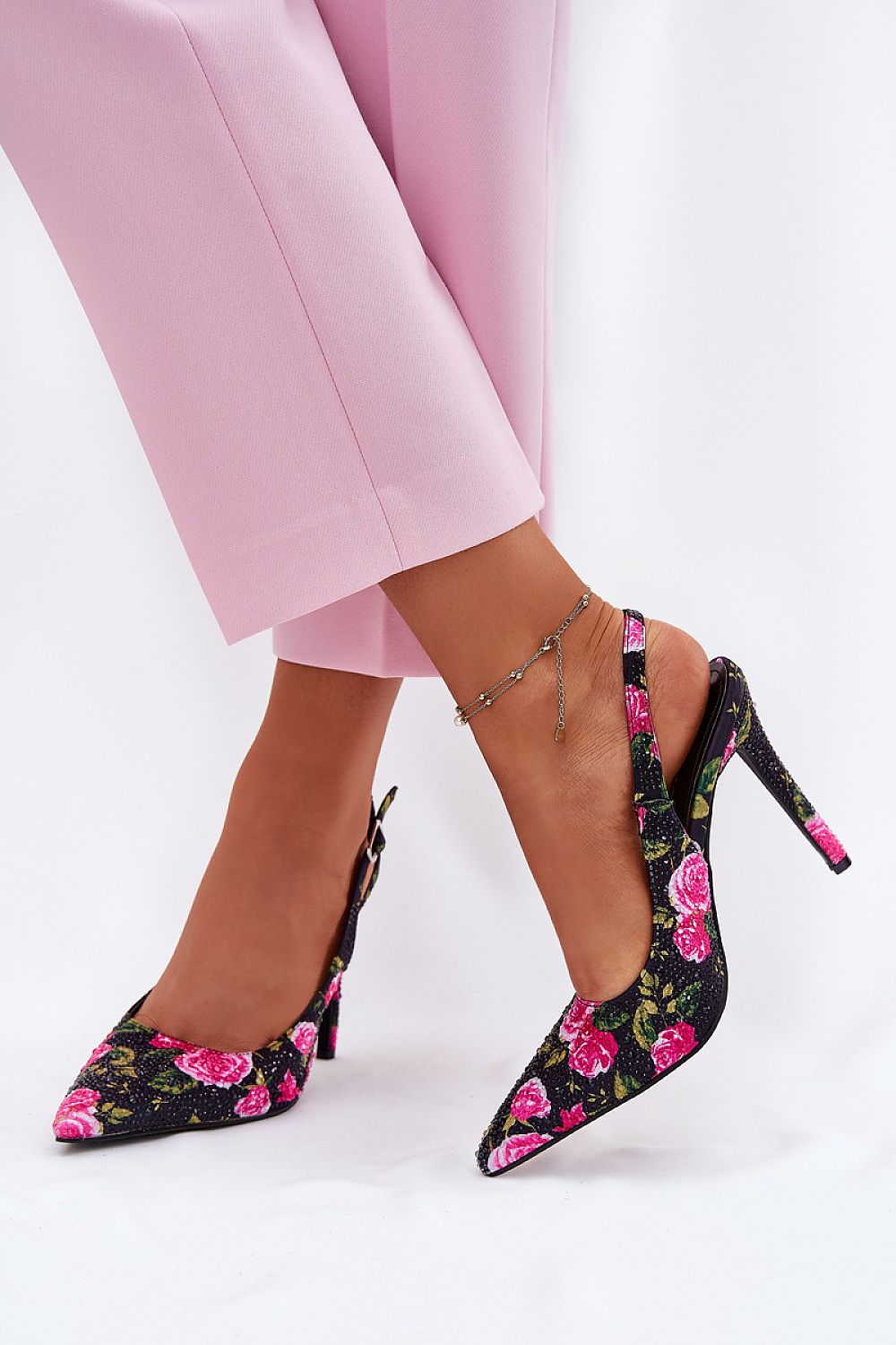 Rozelinne Rose-Pattern Heel Sandals
