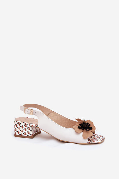 Floranisse Leather Sandals with Flower Detail