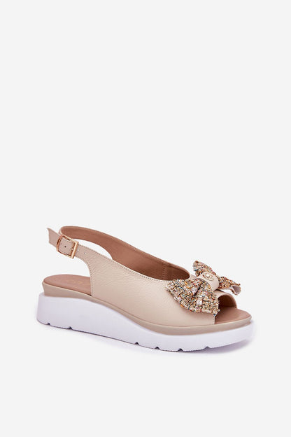 Melvaria Bow Accent Wedge Sandals