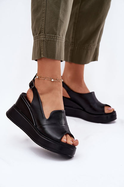 Ornavia Leather Wedge Platform Sandals