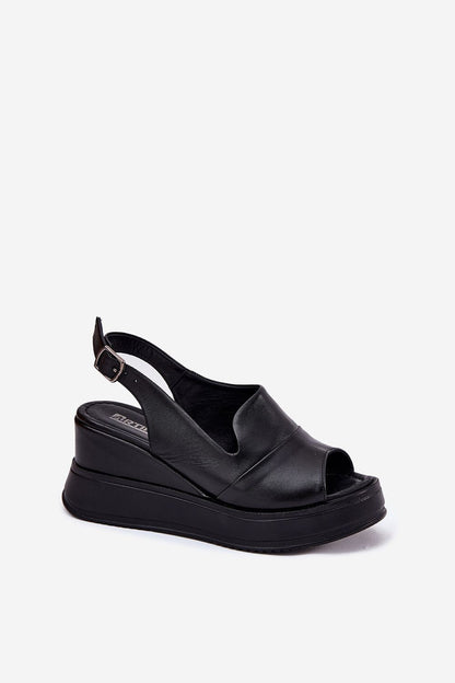 Ornavia Leather Wedge Platform Sandals