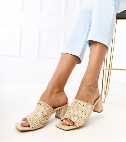 Larvienne Woven Heel Sandals Vegan Leather Premium
