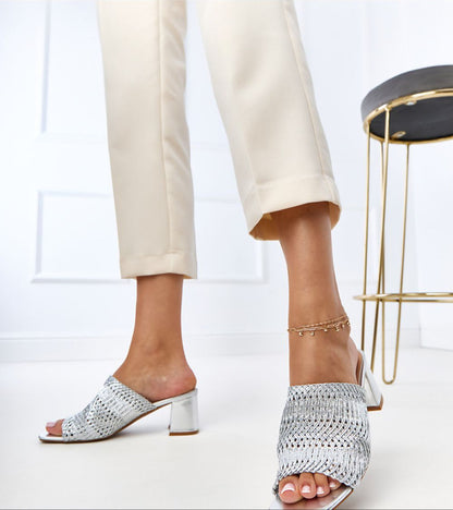 Larvienne Woven Heel Sandals Vegan Leather Premium