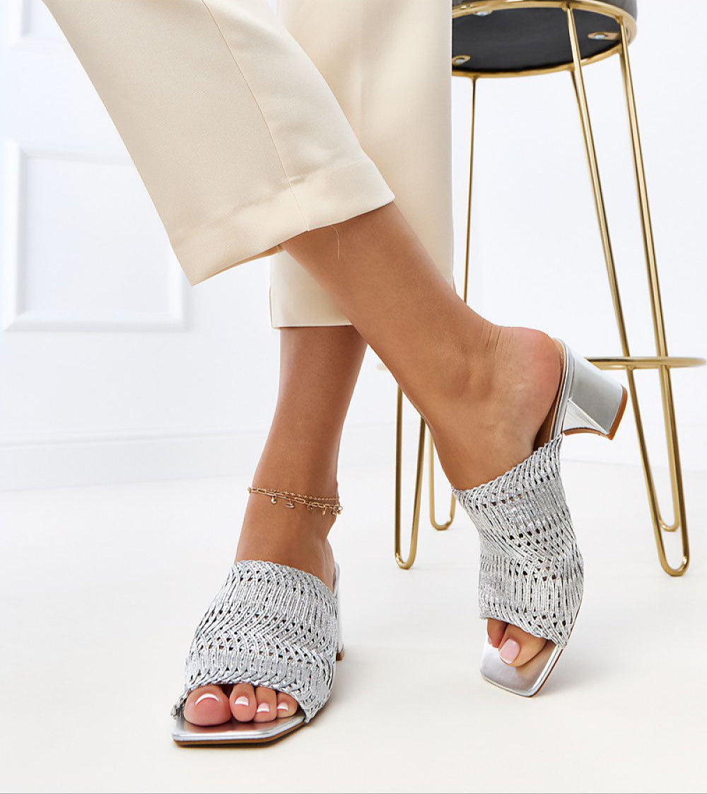 Larvienne Woven Heel Sandals Vegan Leather Premium