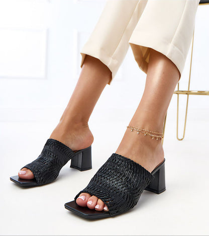 Larvienne Woven Heel Sandals Vegan Leather Premium