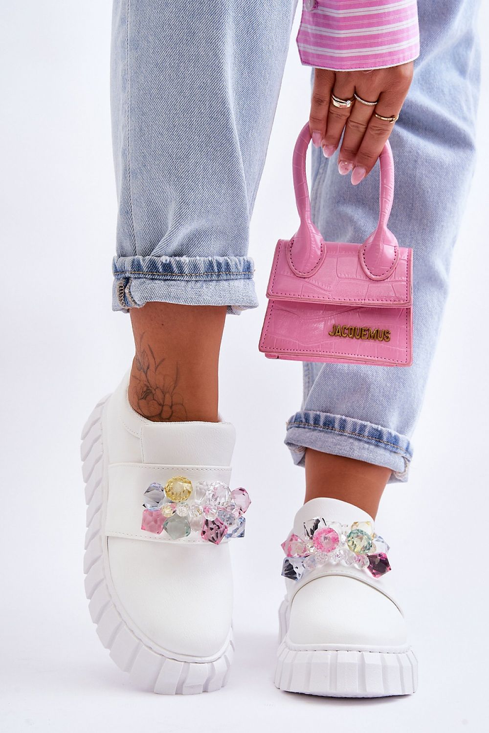 Verelune Crystal Platform Slip Ons Vegan Suede Comfort