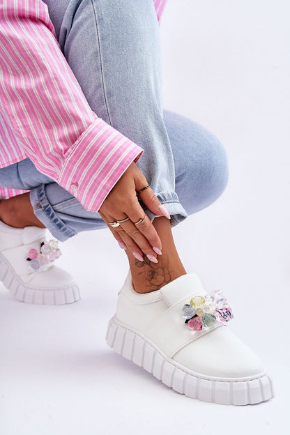 Verelune Crystal Platform Slip Ons Vegan Suede Comfort