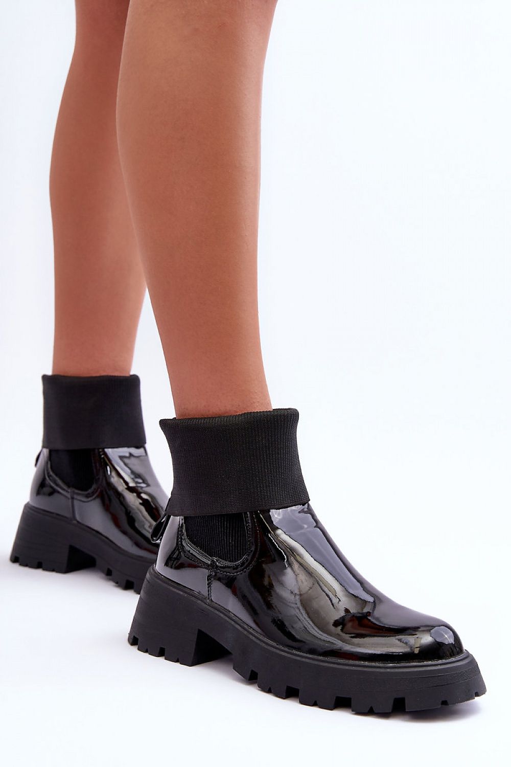 Arminne Chunky Ankle Boots Leather Platform Sole Block Heel