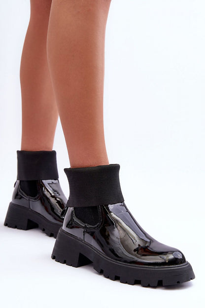 Arminne Chunky Ankle Boots Leather Platform Sole Block Heel