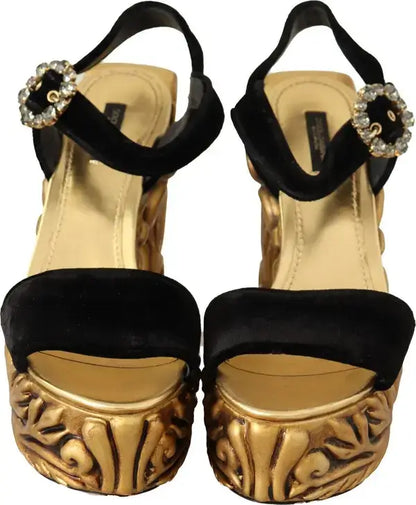 Dolce And Gabbana Baroque Crystal Heels Women’s Velvet