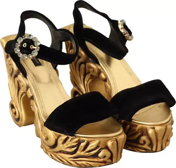 Dolce And Gabbana Baroque Crystal Heels Women’s Velvet