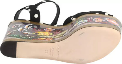 Dolce & Gabbana Multicolor Fish Polka Dot Wedge Sandals – Luxury Designer Shoes | STORE 7994