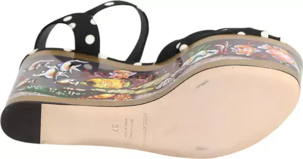 Dolce & Gabbana Multicolor Fish Polka Dot Wedge Sandals – Luxury Designer Shoes | STORE 7994