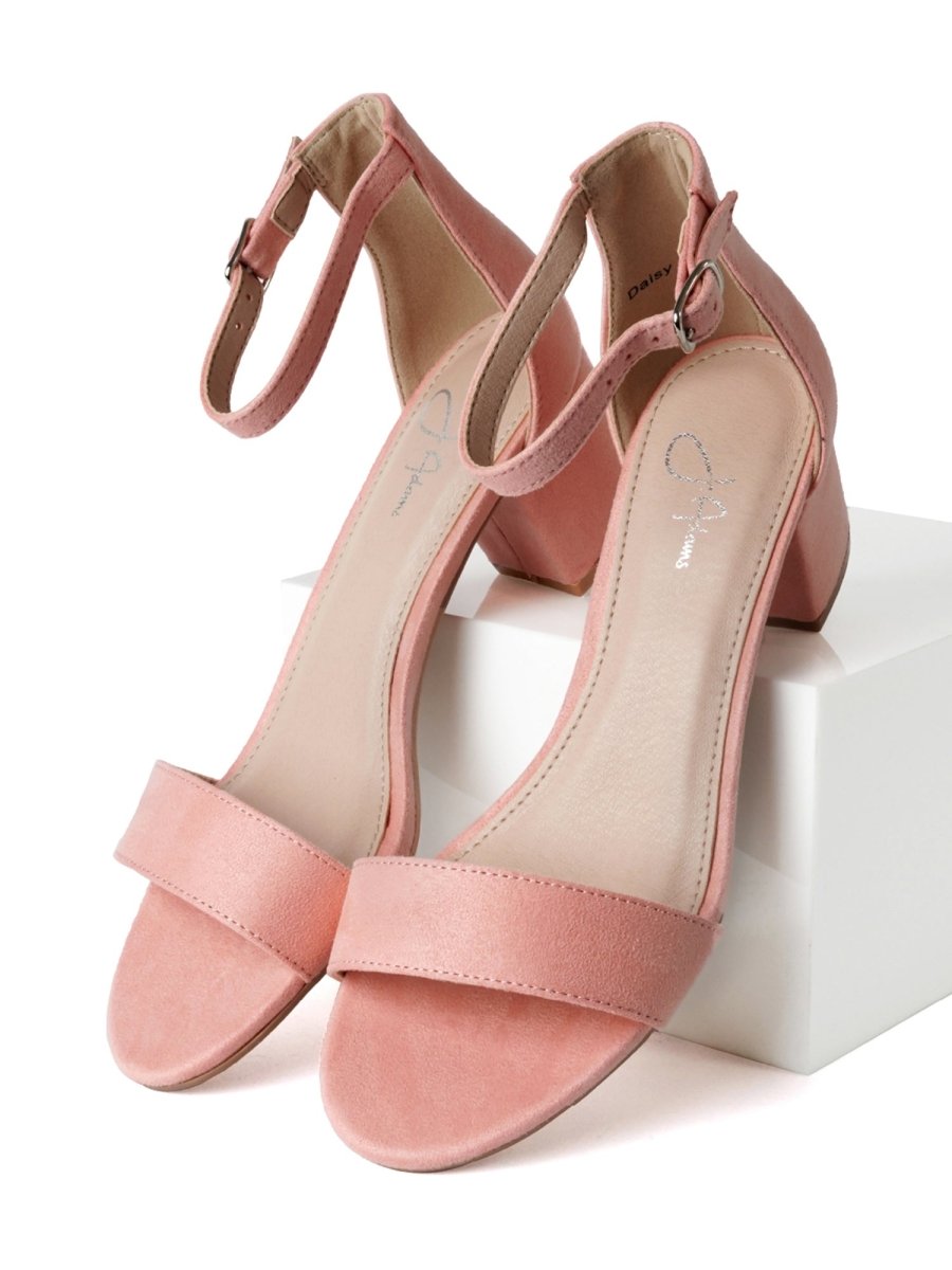 Daisy | Blush Suede Heels by J.Adams – Don't Panic Shoes