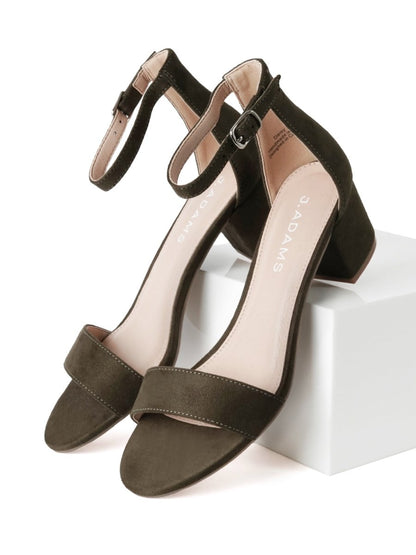 Daisy | Olive Suede Heels by J.Adams – Don't Panic Shoes