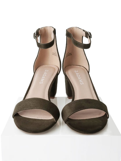Daisy | Olive Suede Heels by J.Adams – Don't Panic Shoes