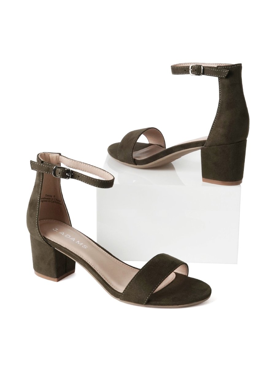 Daisy | Olive Suede Heels by J.Adams – Don't Panic Shoes