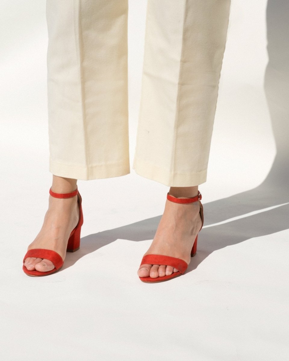 Daisy | Red Suede Heels by J.Adams – Don't Panic Shoes