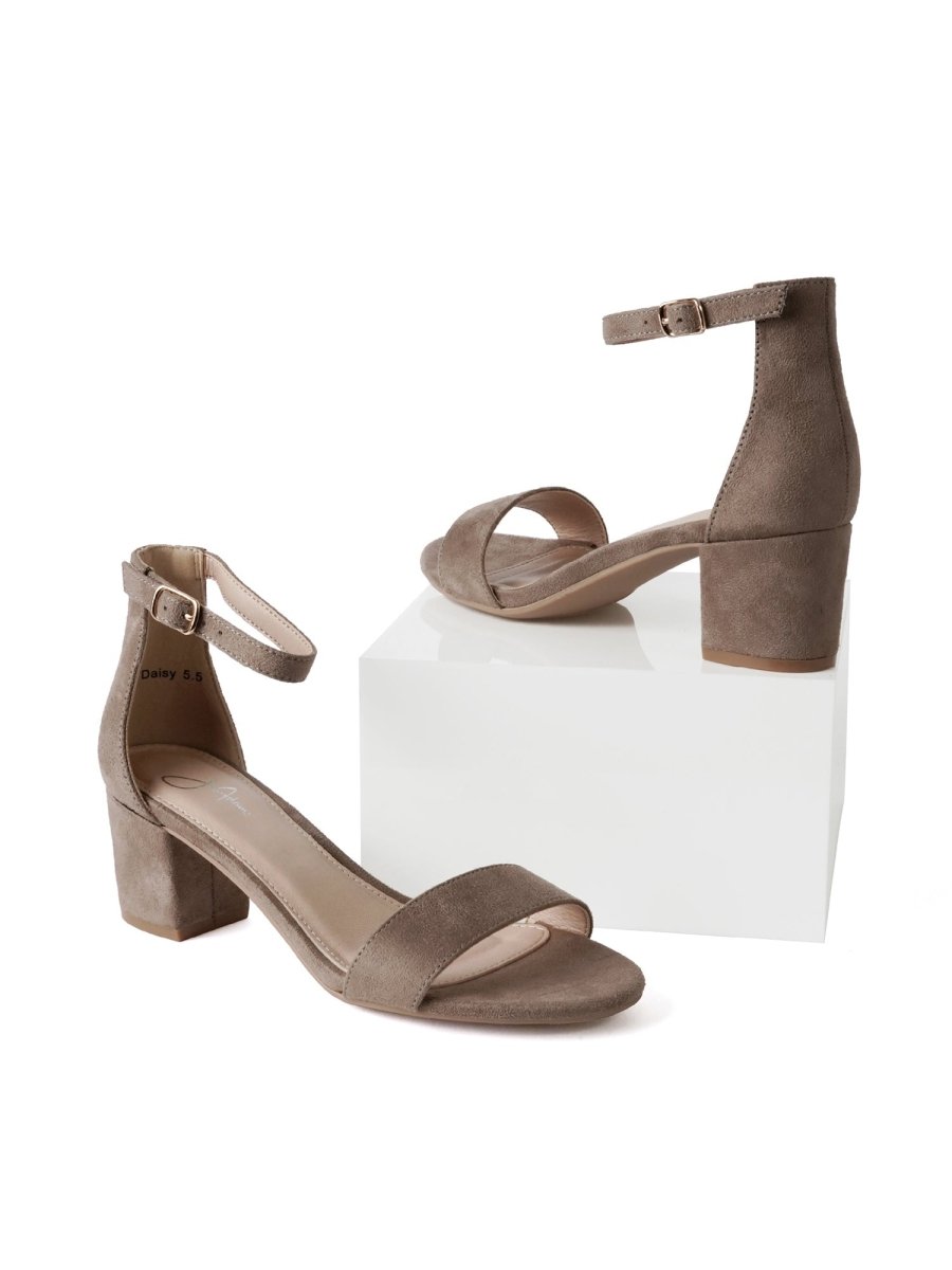 Daisy | Taupe Suede Heels by J.Adams – Don't Panic Shoes
