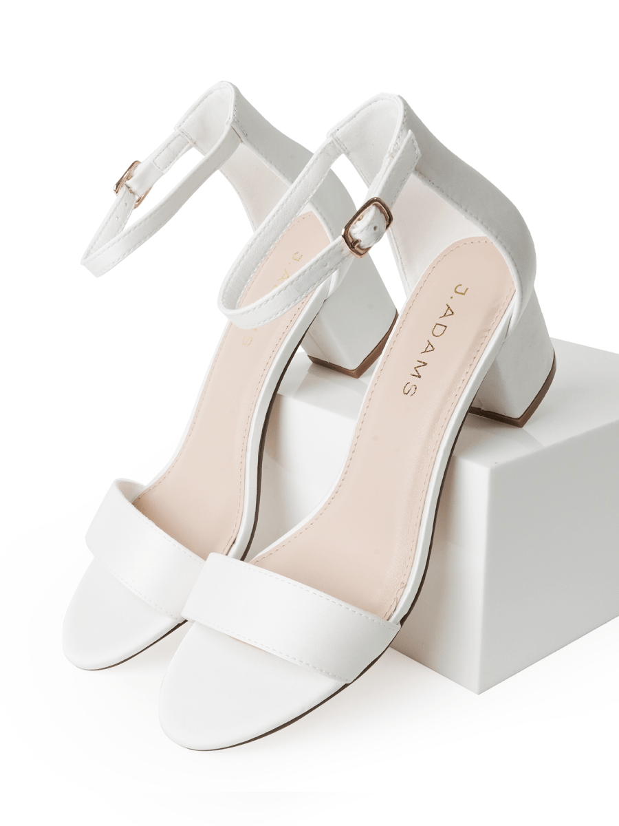 Daisy | White Satin Heels by J.Adams – Don't Panic Shoes