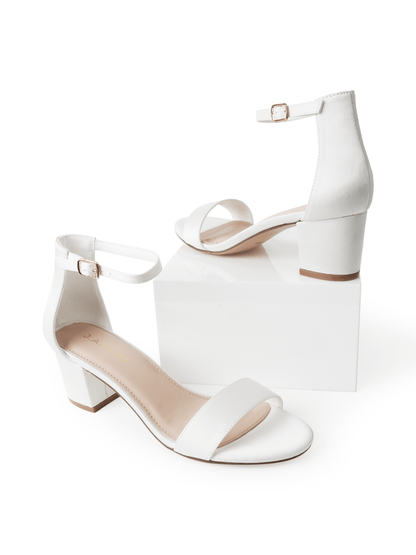 Daisy | White Satin Heels by J.Adams – Don't Panic Shoes