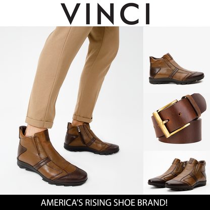 The Montreal Brown Leather Casual Zip-Up Ankle Men Boot