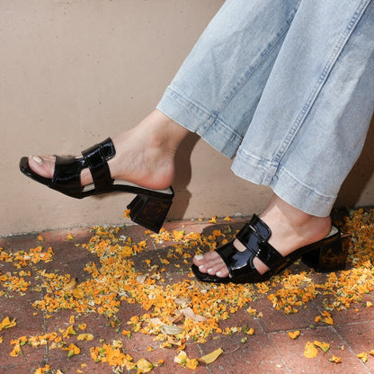 Deborah | Black Patent Sandals by J.Adams – Don't Panic Shoes