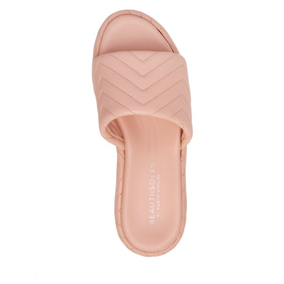 Deedee Platform Women’S Leather Quilted Padded Slide 51mm Heels by Beautiisoles – Don't Panic Shoes