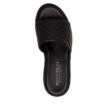 Deedee Platform Women’S Quilted Leather Padded Slide Heels by Beautiisoles – Don't Panic Shoes