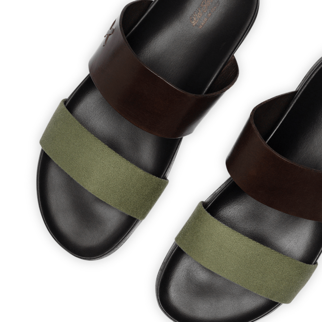 Del Toro Cinturini Sandal Men's Leather Brown And Green Men's Footwear by Del Toro Shoes – Don't Panic Shoes