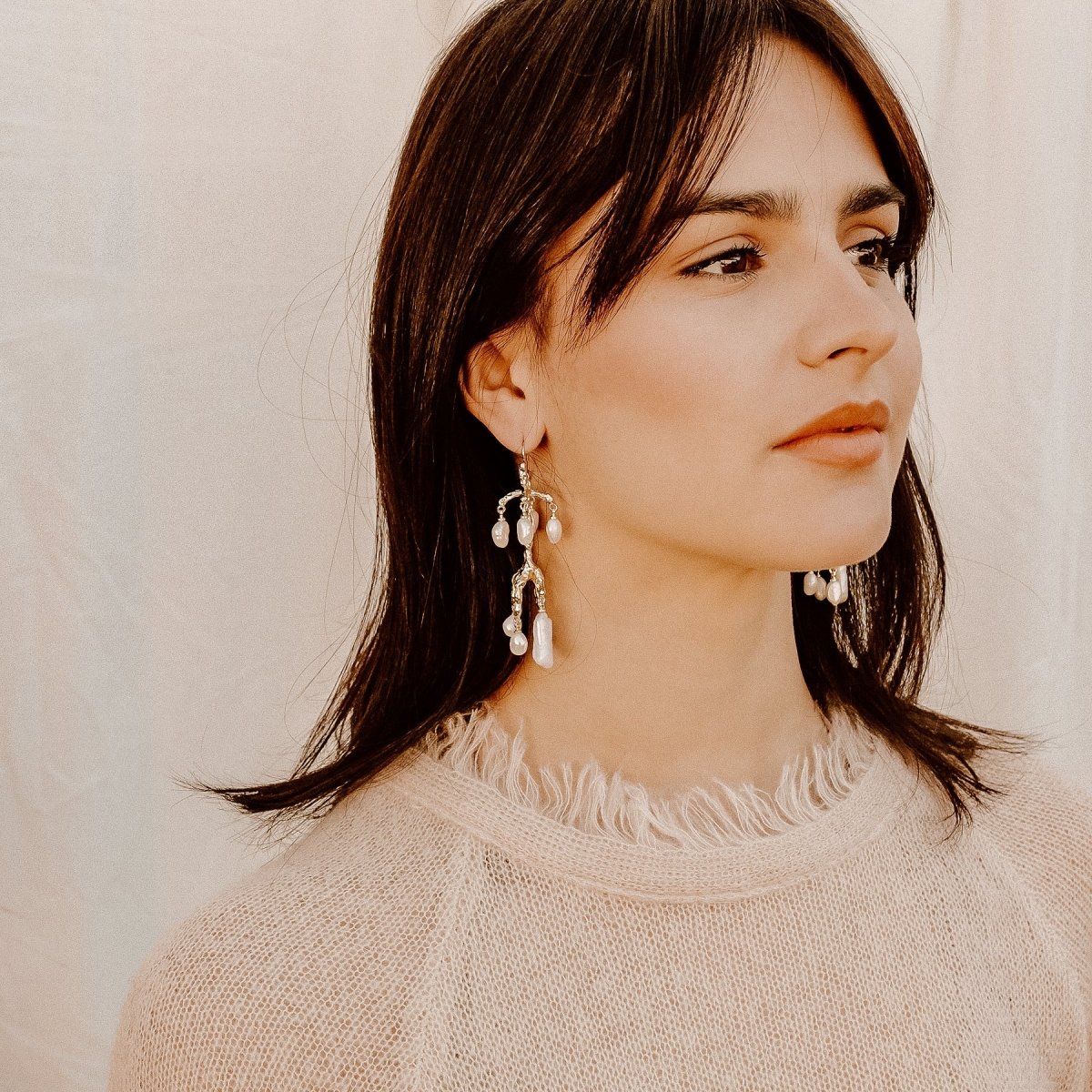 Delia Pearl Earrings Medium Earrings by Rahya Jewelry Design – Don't Panic Shoes