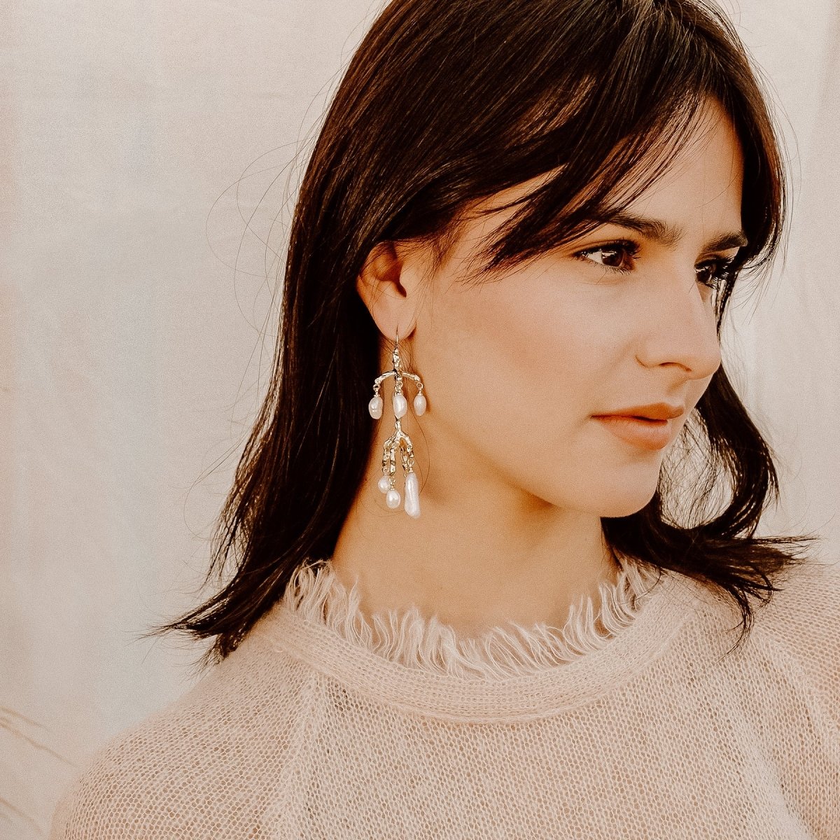 Delia Pearl Earrings Medium Earrings by Rahya Jewelry Design – Don't Panic Shoes