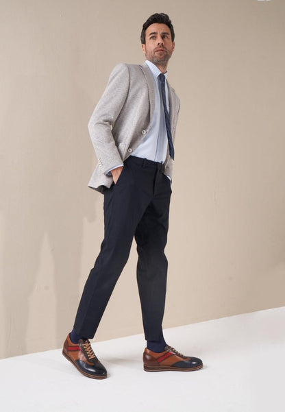 Denver Sneaker Navy Cognac Dressy Trainer Casual Shoe MEN SHOES by Sepol Shoes – Don't Panic Shoes