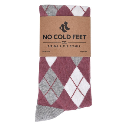 Desert Rose Argyle Socks Classic Dress With Floral Pattern For Everyday Style And Comfort Socks by No Cold Feet – Don't Panic Shoes
