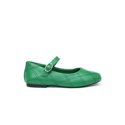 Zoe Premium Elegant Quilted Leather Shoes Leather Green