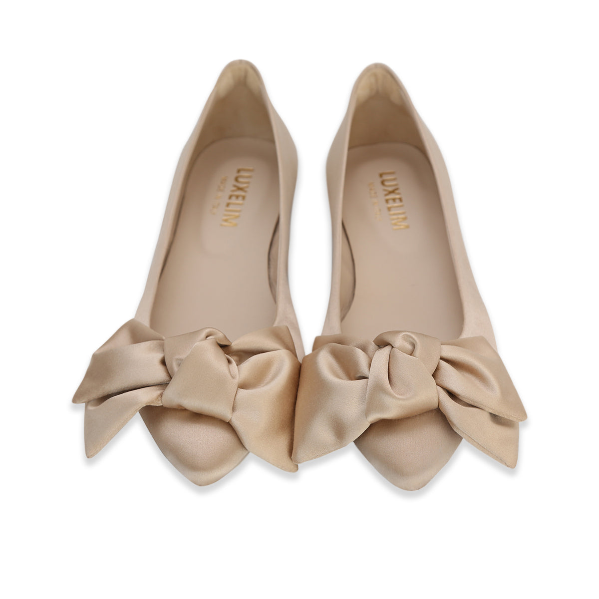 Victoria Satin Ballet Flats Womens Satin Champagne