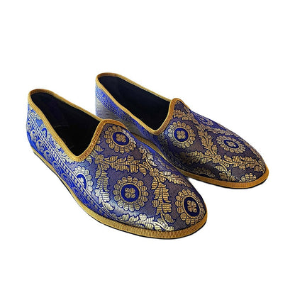 Deva 1 Ballet Flat Womens Silk Jacquard Royal Blue Oro Slip On by Mar Soreli – Don't Panic Shoes