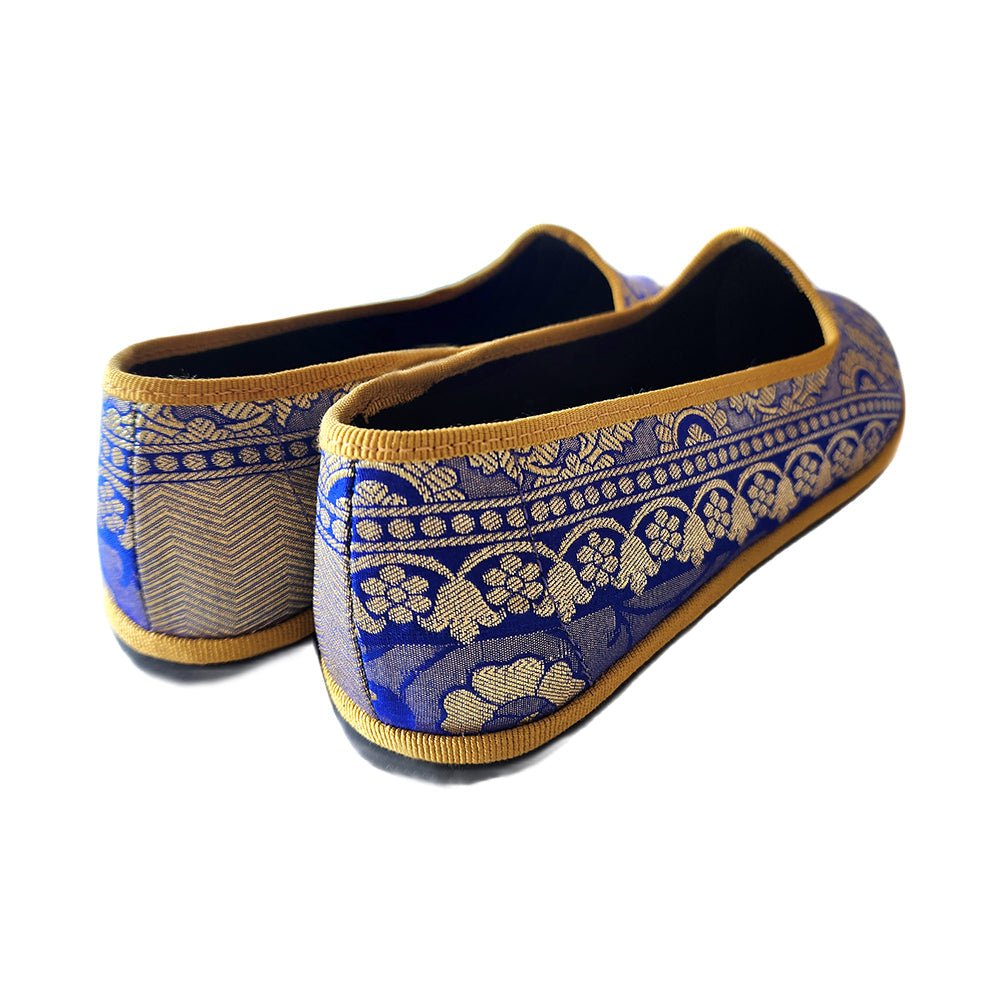 Deva 1 Ballet Flat Womens Silk Jacquard Royal Blue Oro Slip On by Mar Soreli – Don't Panic Shoes