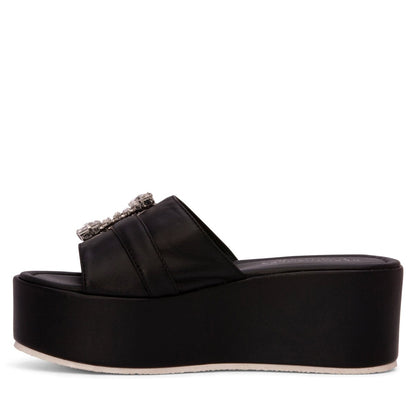 Dita Platform Leather Sandal Rhinestone Buckle Padded Insole Sandals by Beautiisoles – Don't Panic Shoes