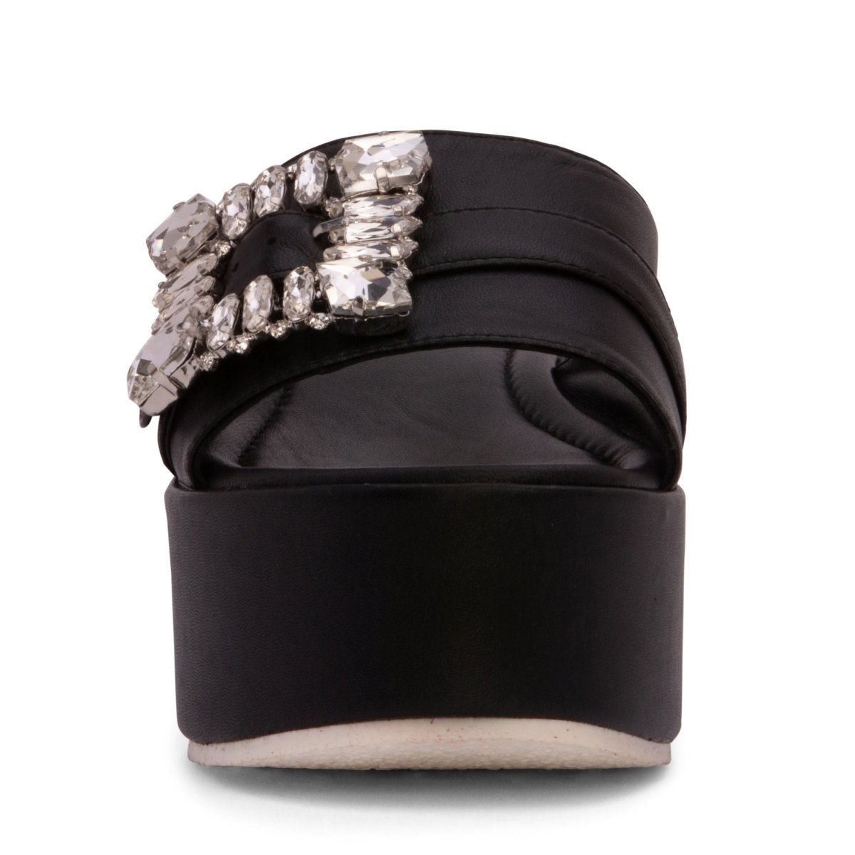 Dita Platform Leather Sandal Rhinestone Buckle Padded Insole Sandals by Beautiisoles – Don't Panic Shoes