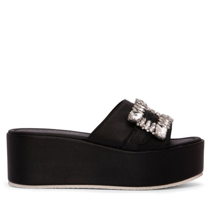 Dita Platform Leather Sandal Rhinestone Buckle Padded Insole Sandals by Beautiisoles – Don't Panic Shoes