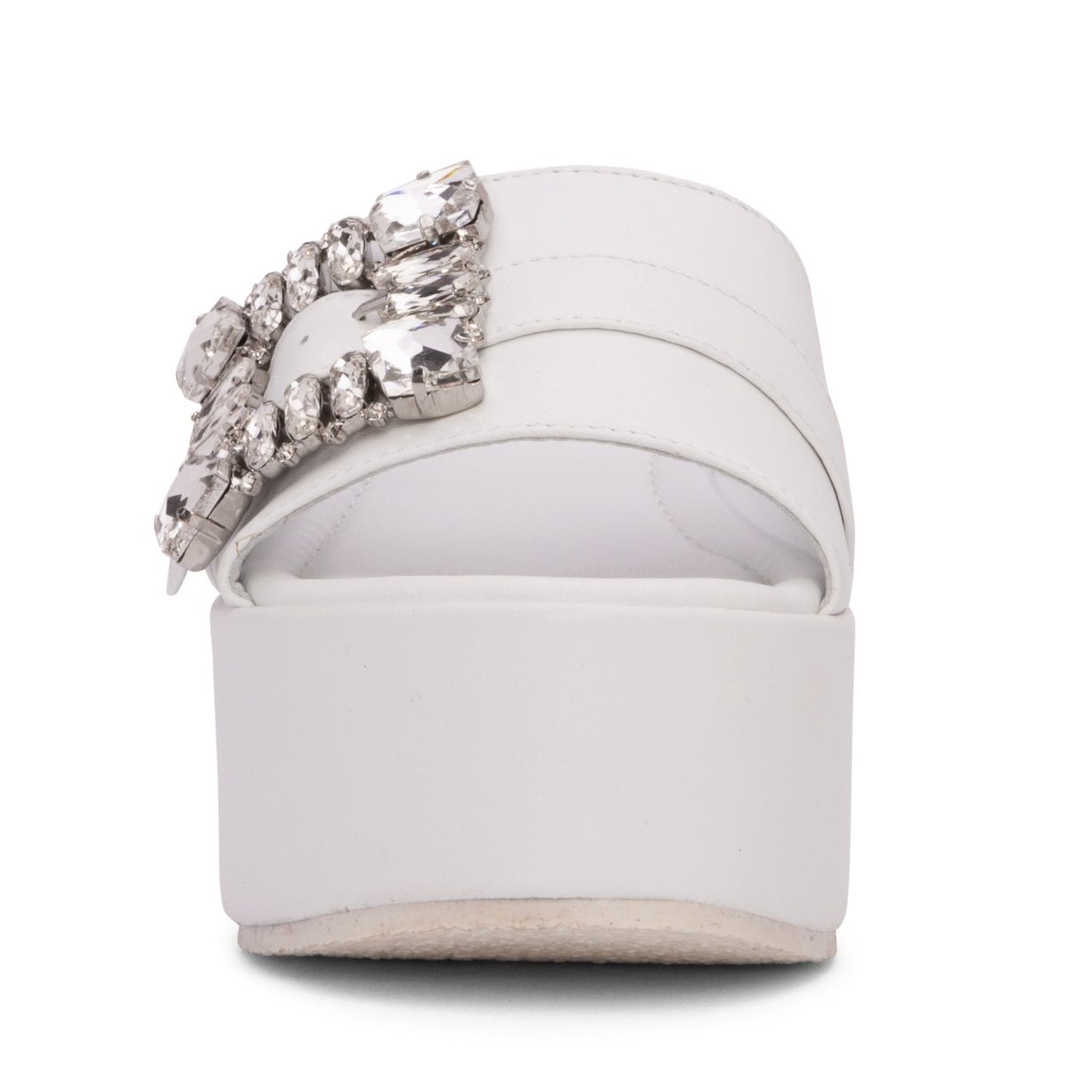 Dita Platform Leather Sandal Rhinestone Buckle Padded Sandals by Beautiisoles – Don't Panic Shoes