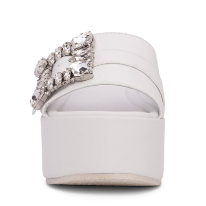 Dita Platform Leather Sandal Rhinestone Buckle Padded Sandals by Beautiisoles – Don't Panic Shoes